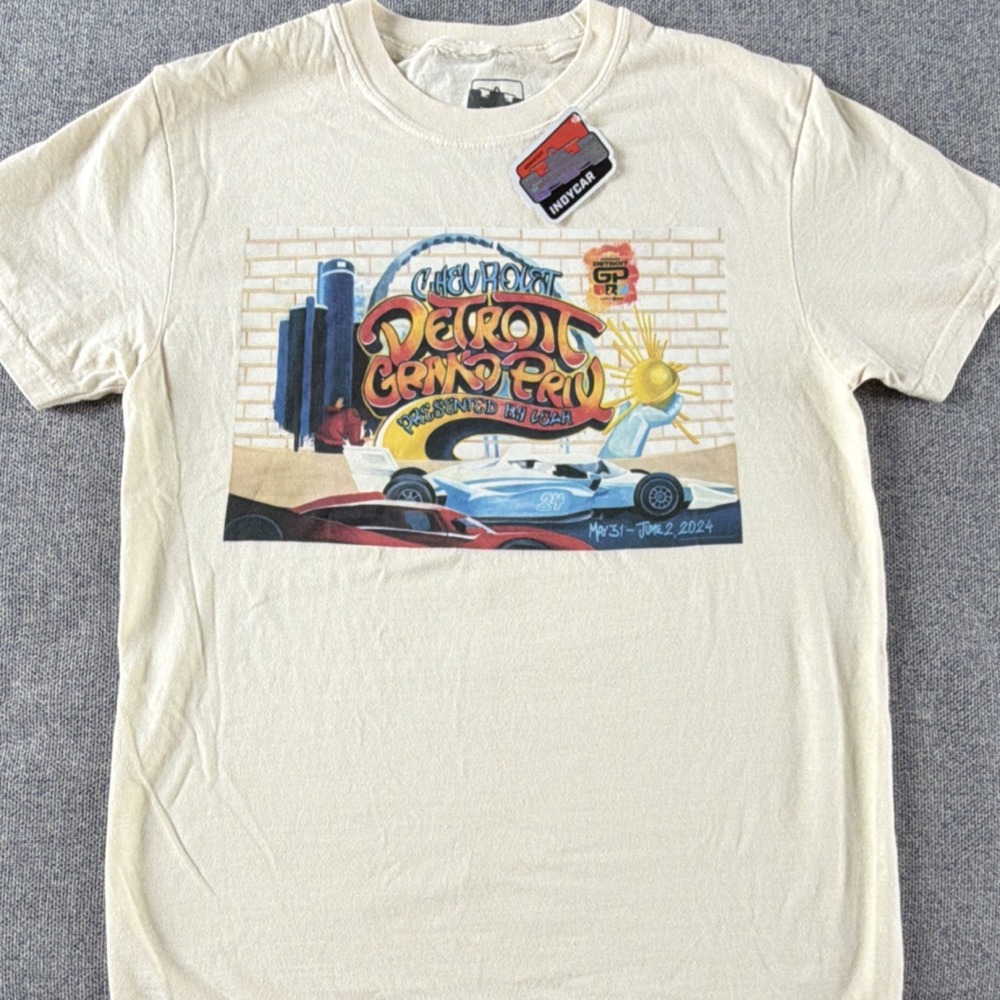 IndyCar Detroit Grand Prix Officially Licensed White Racing Shirt S. 2024.